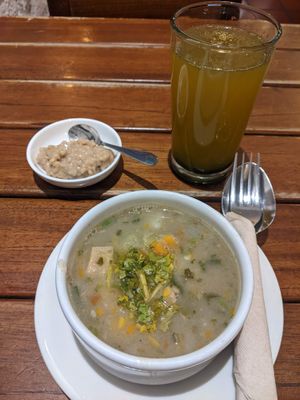 Menu del día - soup and dessert  at Prana in Envigado