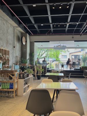 Airy interior  at Chana Plant Based in Medellin