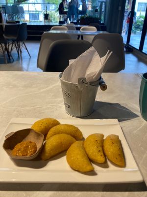 Empanadas at Chana Plant Based in Medellin