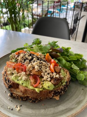 Avocado toast at Chana Plant Based in Medellin
