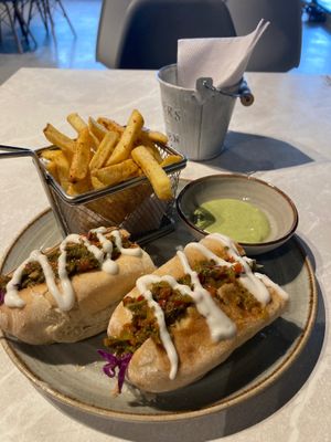 Hot dogs at Chana Plant Based in Medellin