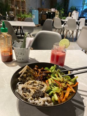 Tokyo stir fry noodles at Chana Plant Based in Medellin