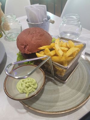 Chana burger, so juicy! at Chana Plant Based in Medellin