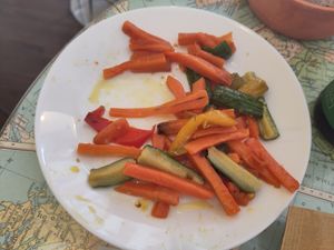 Yummy olive oil-fried vegetables at La Gastronomia Veg in Turin