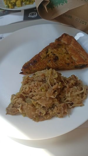 Torta salata e seitan con verdure at La Gastronomia Veg in Turin
