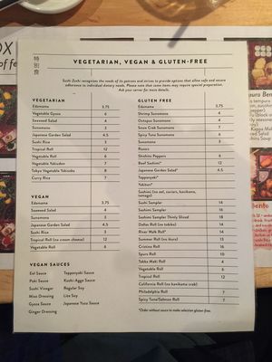 Vegetarian, Vegan & Gluten-Free Menu at Sushi Zushi in San Antonio