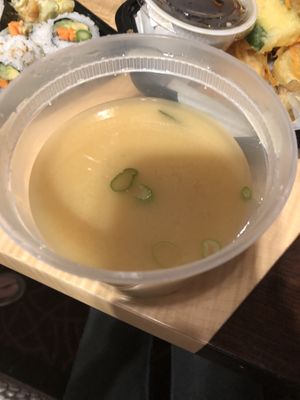 Miso soup at Sushi Zushi in San Antonio