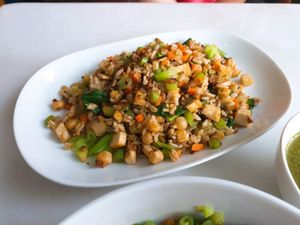 Ordered Camillia Oil Rice ($10) at Nature's Harvest Cafe in Central Singapore