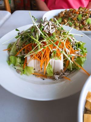 Cold tofu for 6 sgd at Nature's Harvest Cafe in Central Singapore