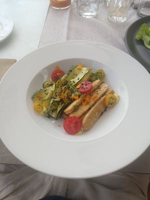 Tempeh with grilled vegetables at Al Tiglio Cucina Naturale in Moruzzo