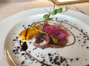 Pumpkin marinated in onions 🧅 at Al Tiglio Cucina Naturale in Moruzzo