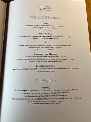 Menù 📃 at Al Tiglio Cucina Naturale in Moruzzo