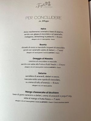 Menù 📃 at Al Tiglio Cucina Naturale in Moruzzo