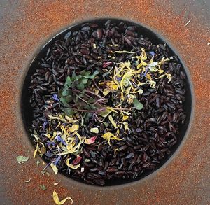 Black rice with ginger cream  at Al Tiglio Cucina Naturale in Moruzzo