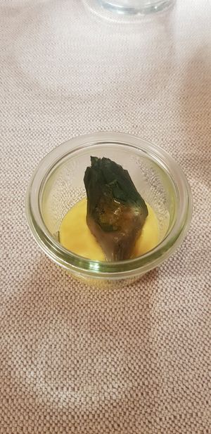 Artichoke and lemon mayonnaise at Al Tiglio Cucina Naturale in Moruzzo