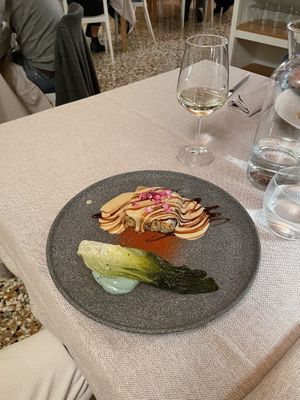 Homemade tempeh, bok choi and mayo  at Al Tiglio Cucina Naturale in Moruzzo
