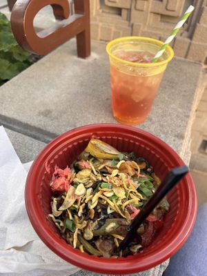 Noodles before I started eating them (drink not sold at lucky fortune cookery)  at Disneyland - Lucky Fortune Cookery in Anaheim