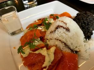 "lox" made of carrots (no kidding) at Mariposa in Nuremberg