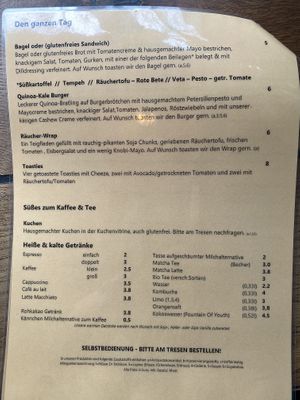 Food and drinks menu  at Geh Veg in Berlin