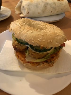 tempeh bagel  at Geh Veg in Berlin