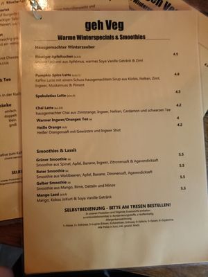 Menu seasonal at Geh Veg in Berlin