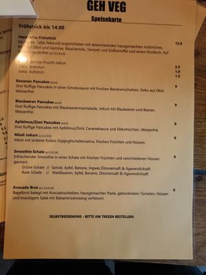 Menu at Geh Veg in Berlin