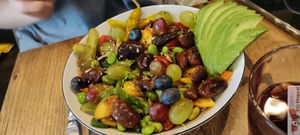 Avocado and grape salad at Geh Veg in Berlin