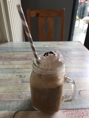 Iced Coffee with Oreo cookie and hazelnut icecream - wow! at Geh Veg in Berlin
