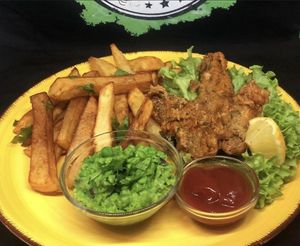 Vish and chips at Vegano in Gross-gerau