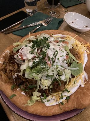 Langosch with gyros and salad  at Vegano in Gross-gerau