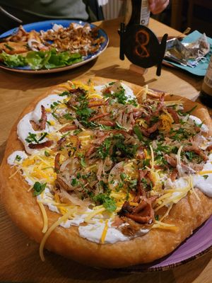 Langos mit Speck und Zwiebeln at Vegano in Gross-gerau