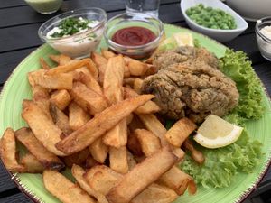Vish and Chips (war leider nicht so mein Geschmack. Die Pommes waren aber richtig gut) at Vegano in Gross-gerau