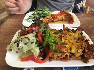 lasagne and quiche  at Valladares in Berlin