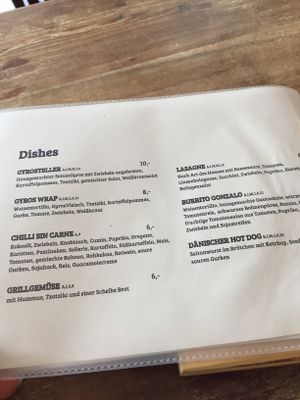 Menu  at Valladares in Berlin