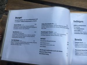 the menu  at Valladares in Berlin