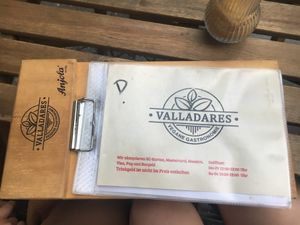 the menu  at Valladares in Berlin