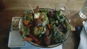 Falafel bowl (asked to get the sauces on the side) at Valladares in Berlin