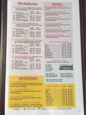 Indochine Menu, 5 at Indochine in Baltimore