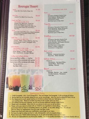 Indochine Menu, 7 at Indochine in Baltimore