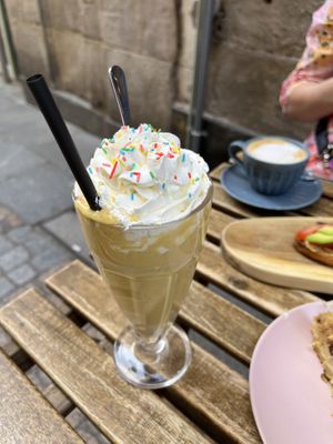 Mango shake with amazing whipped creamm  at Bohemian Lane in Bilbao