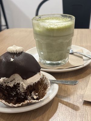 Hard shell chocolate cupcake - yum   at Bohemian Lane in Bilbao