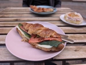 Breakfast croissant at Bohemian Lane in Bilbao