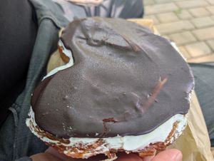 Huge palmera with chocolate and cream at Bohemian Lane in Bilbao