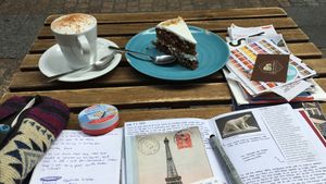 Carrot cake and coffee  at Bohemian Lane in Bilbao