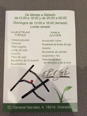 Menu at El Oju in Granada