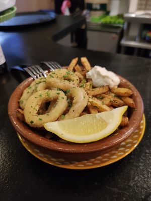 Vegan calamares/squid at El Oju in Granada