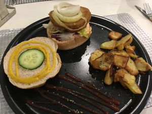 Soya burger at El Oju in Granada