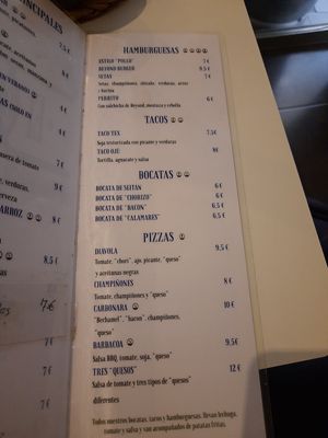 la carta 2/3 at El Oju in Granada