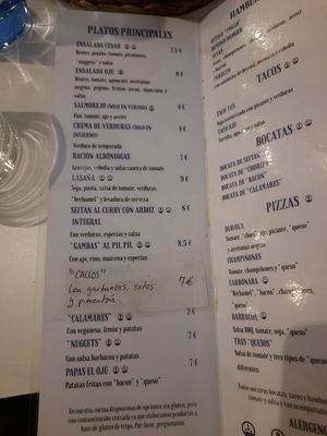 la carta 1/3 at El Oju in Granada