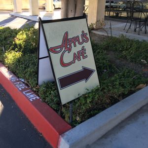 Follow the arrow at Appu's Cafe in Long Beach